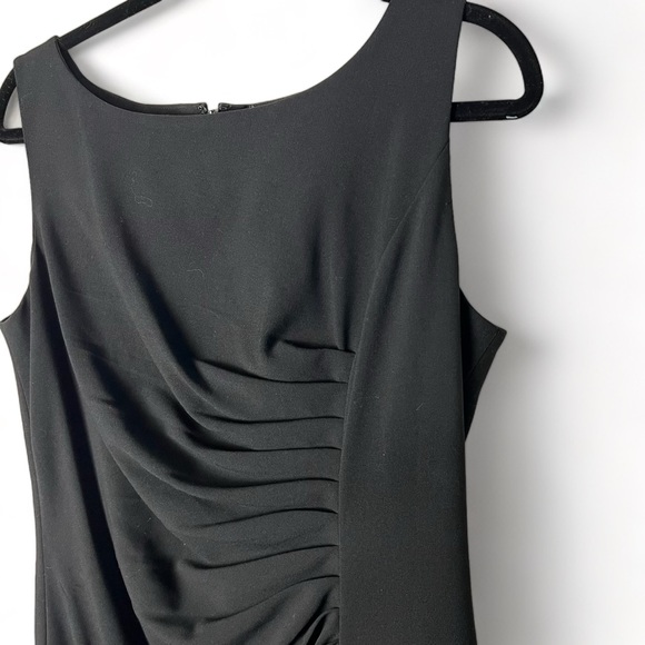 Calvin Klein - Black Sheath Tank‎ Dress with Gathered Sunburst Side Detail - 12 - Picture 1 of 7